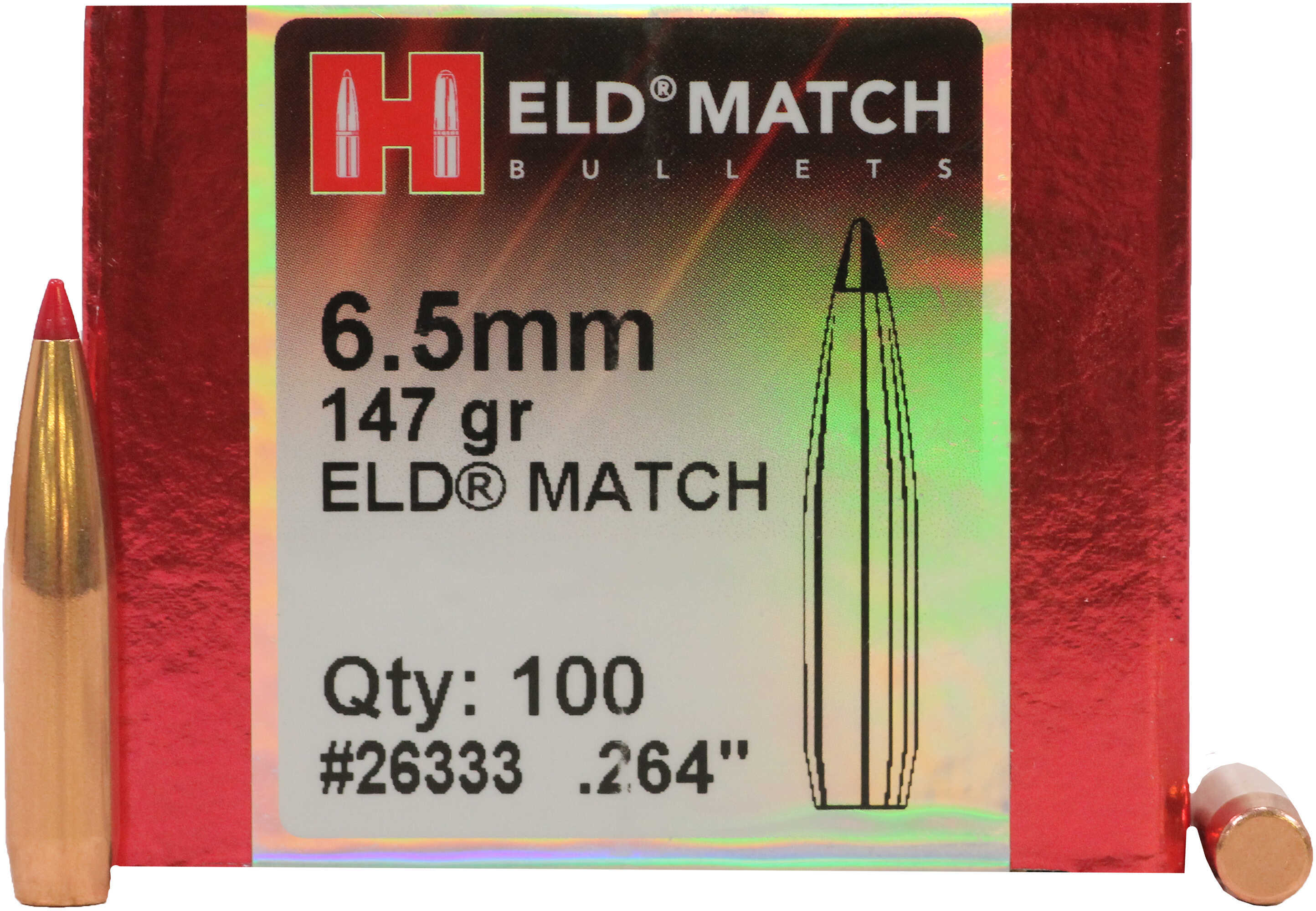 Hornady 26333 ELD Match 6.5mm .264 147 Grain 100 Box