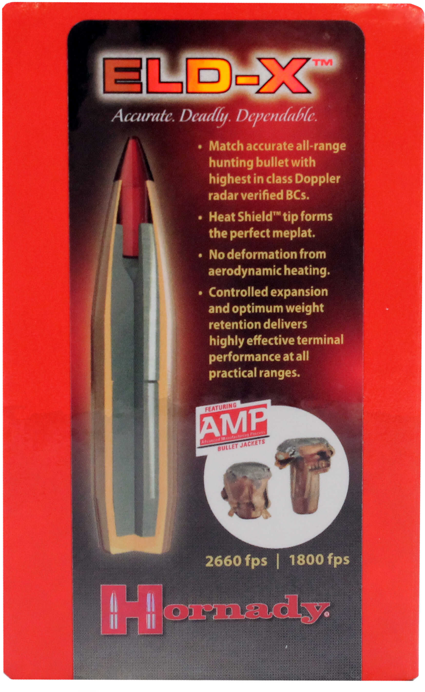Hornady ELD-X Bullets With Heat Shield Tip .270 Cal .277" 145 Gr 100/ct