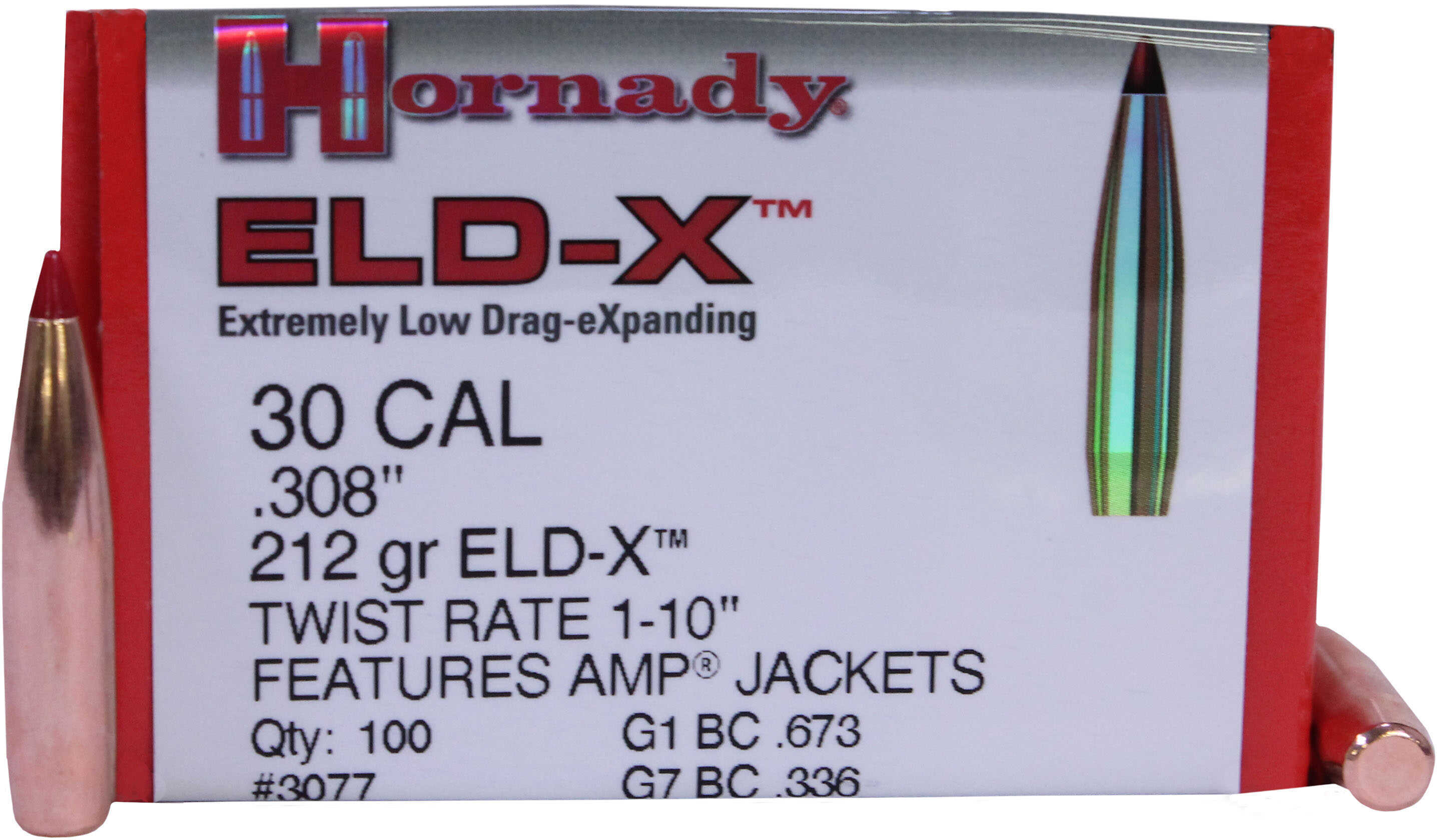 Hornady ELD-X Bullets With Heat Shield Tip .30 Cal .308" 212 Gr 100/ct