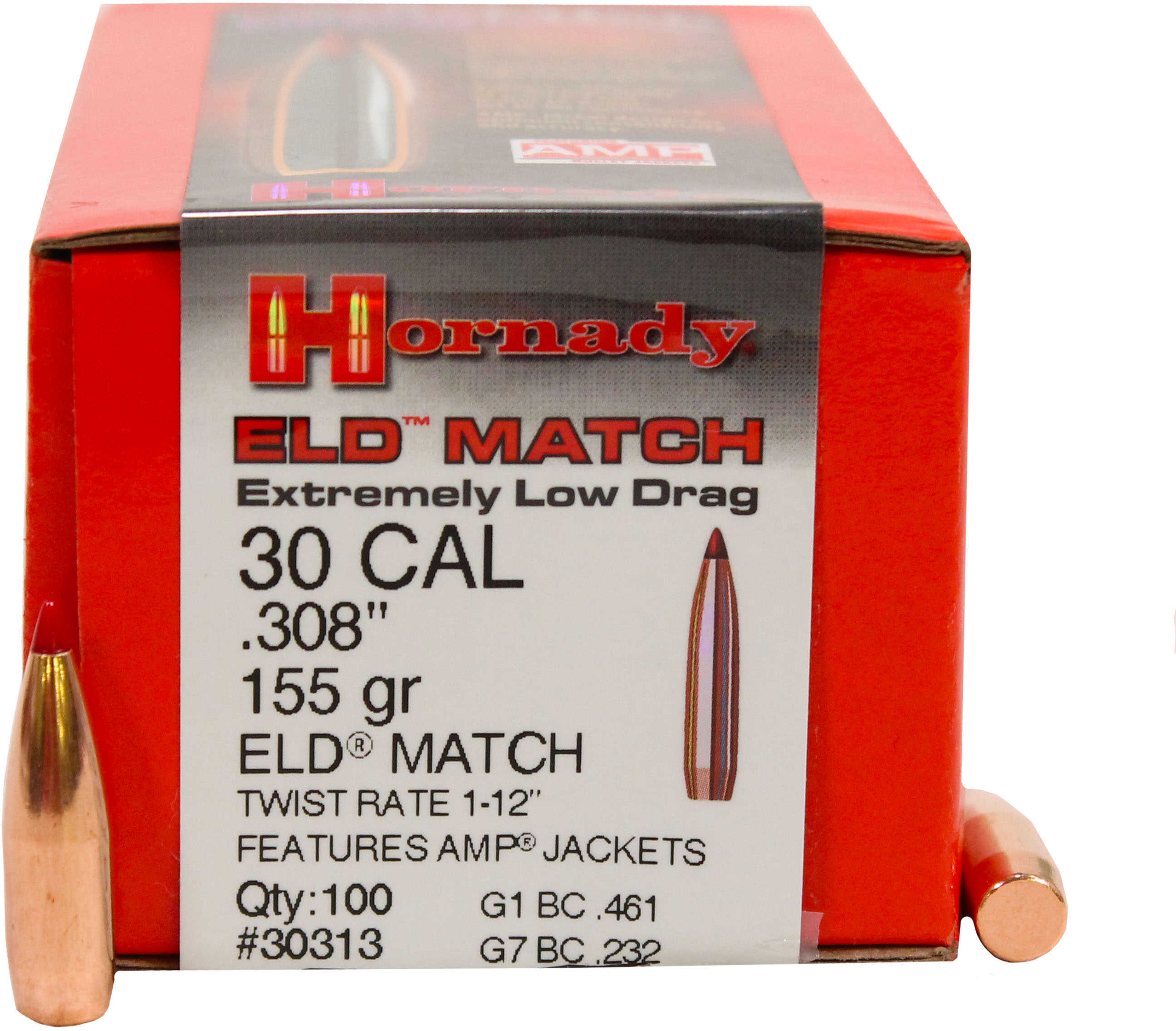 Hornady 30313 ELD Match 30 Caliber .308 155 GR 100 Box