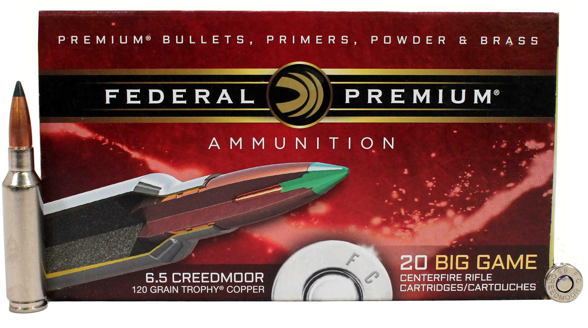 Federal Premium Rifle Ammo 6.5 Creedmoor 120 gr. Trophy Copper 20 rd. Model: P65CRDTC1