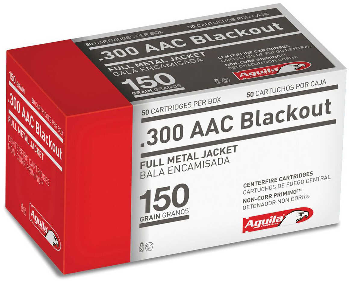 300 AAC Blackout 50 Rounds Ammunition Aguila 150 Grain Full Metal Jacket
