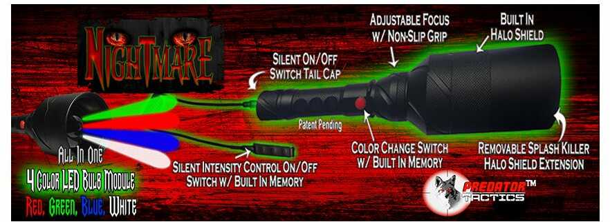 Predator Tactics Nightmare Light Kit 97430 Color: Black Beam Blue Green Red White