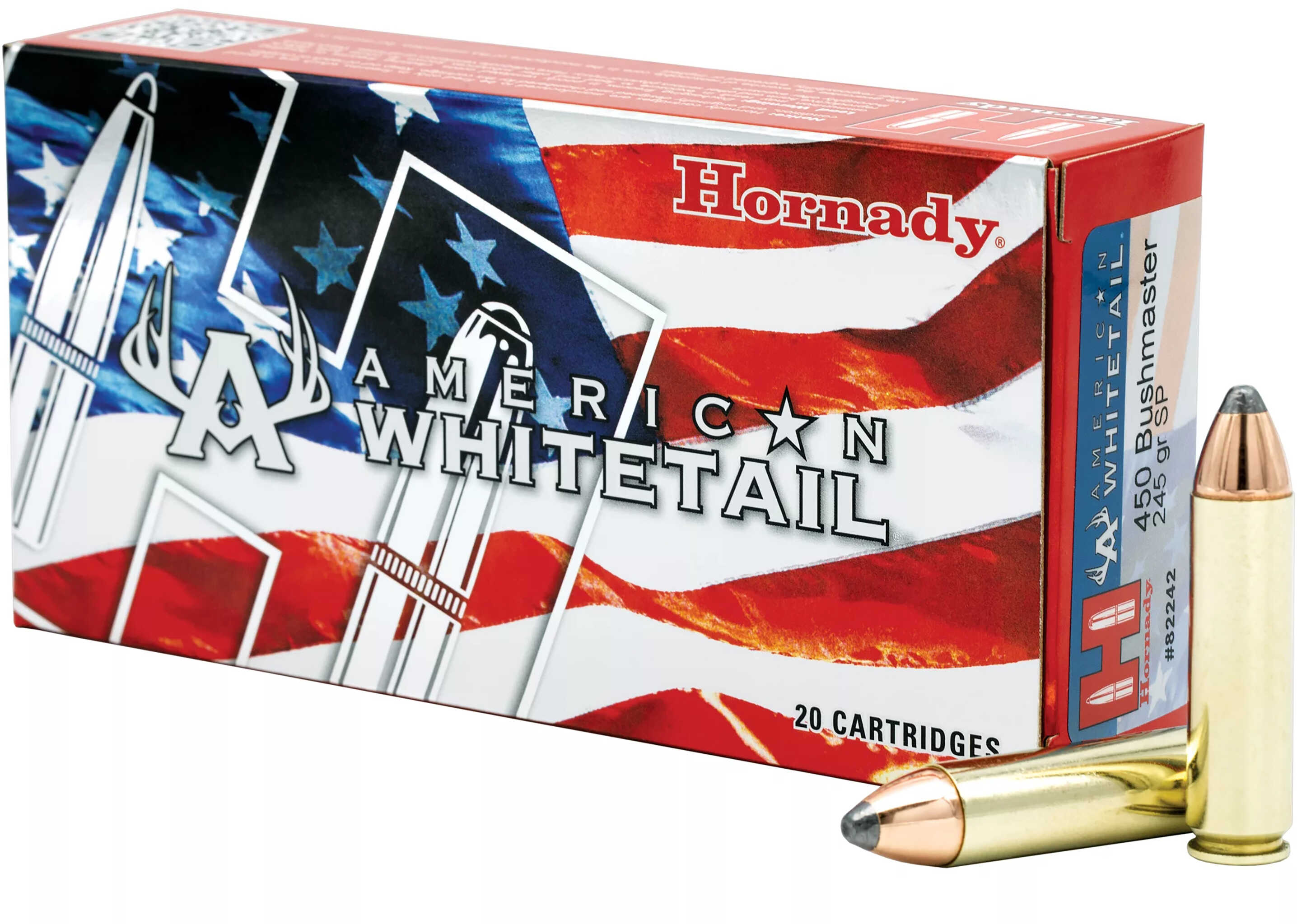 Hornady American Whitetail Rifle Ammunition .450 Bushmaster 245 Gr Interlock SP  2200 Fps 20/ct