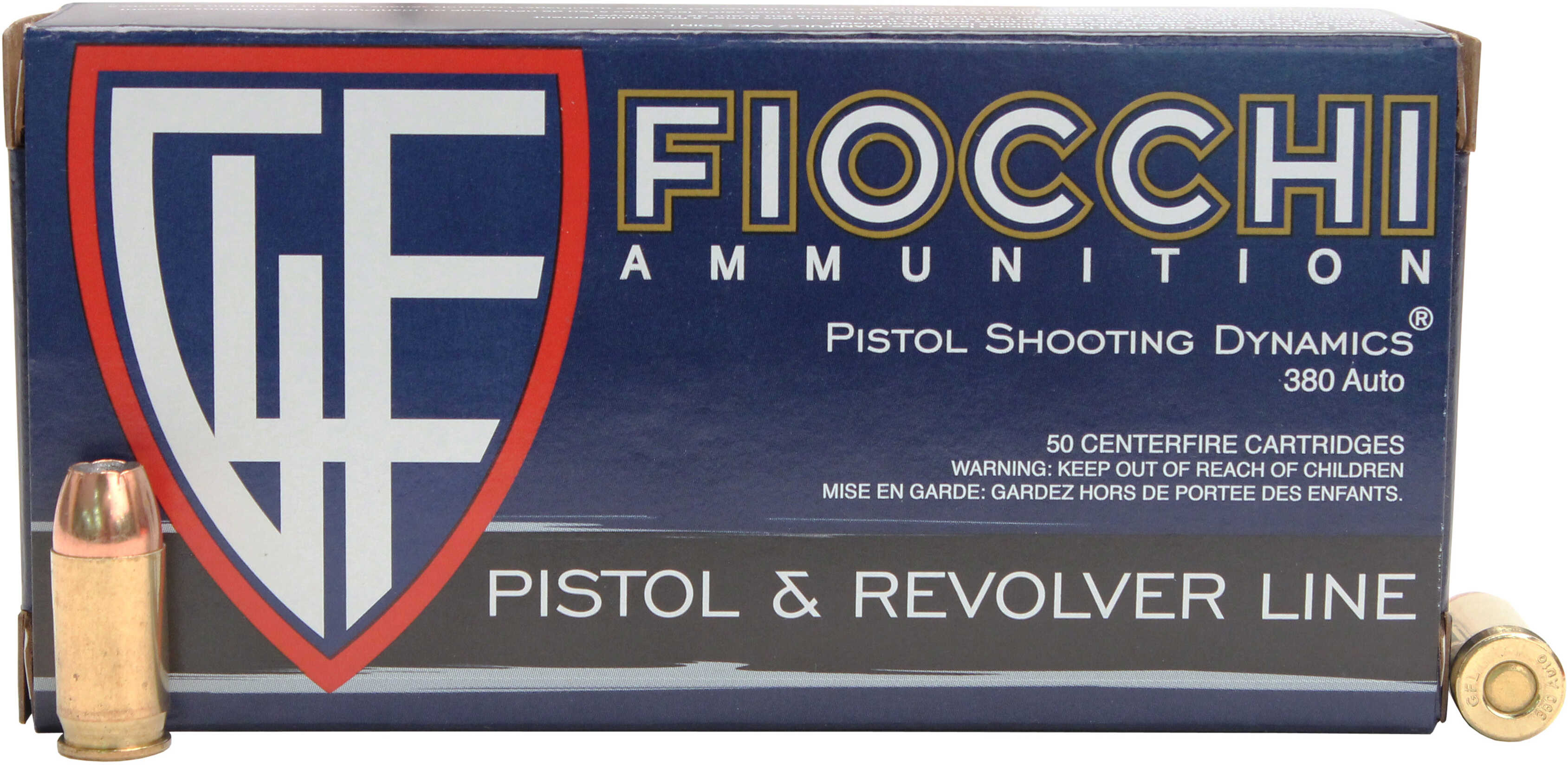 Fiocchi Pistol Shooting Dynamics Handgun Ammunition .380 ACP 90 Gr JHP 1030 Fps 50/Box