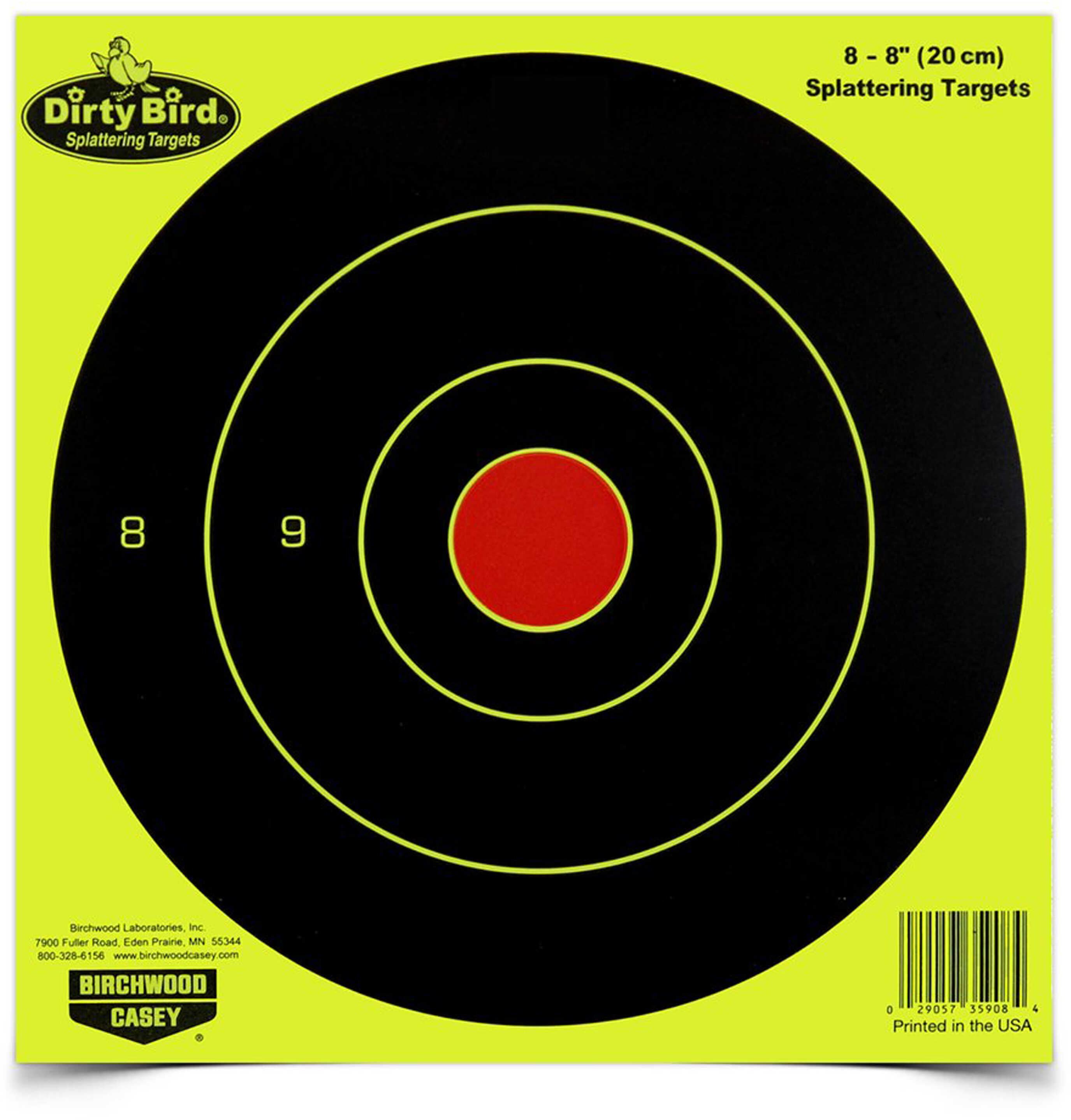 BC DIRTY BRD 8" YELLOW BULLSEYE 8PK