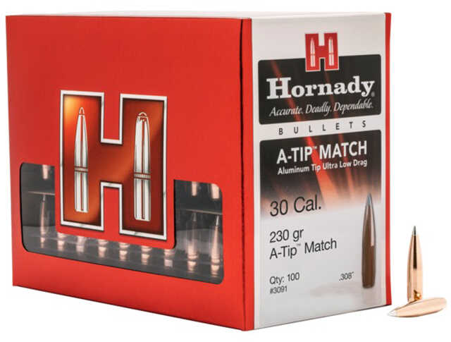 Hornady 30 Caliber .308 Diameter 230 Grain A-Tip Match 100 Count