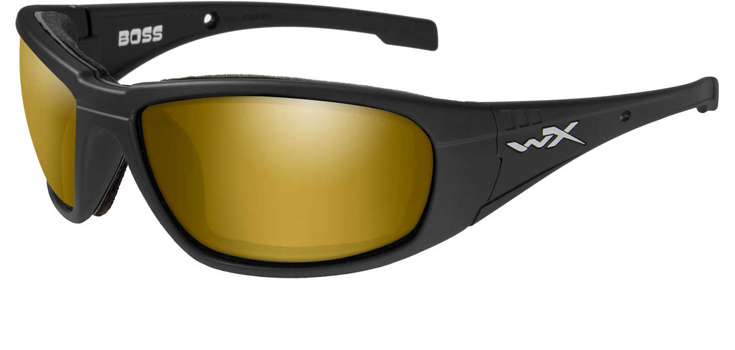 Wiley X Boss Polarized Venice Sunglasses - Gold Mirror Lens - Matte Black Frame