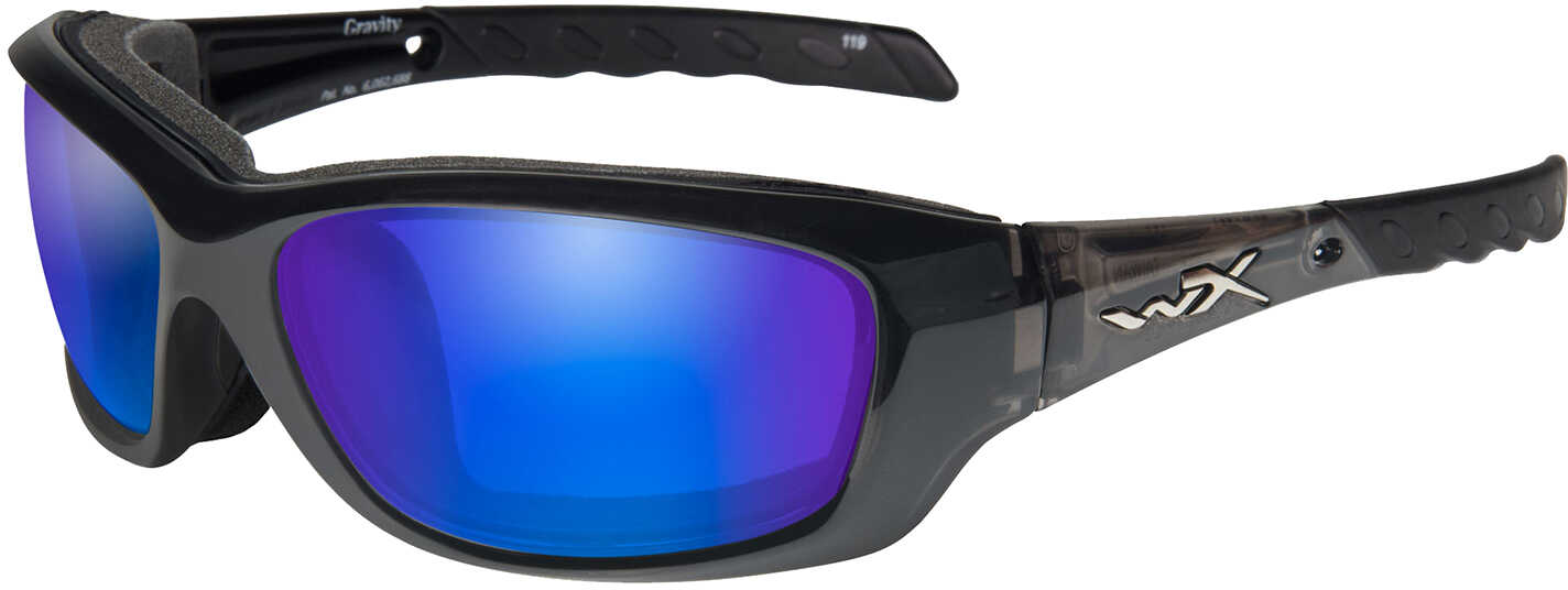 Wiley X Gravity Polarized Sunglasses - Blue Mirror Lens - Black Crystal Frame