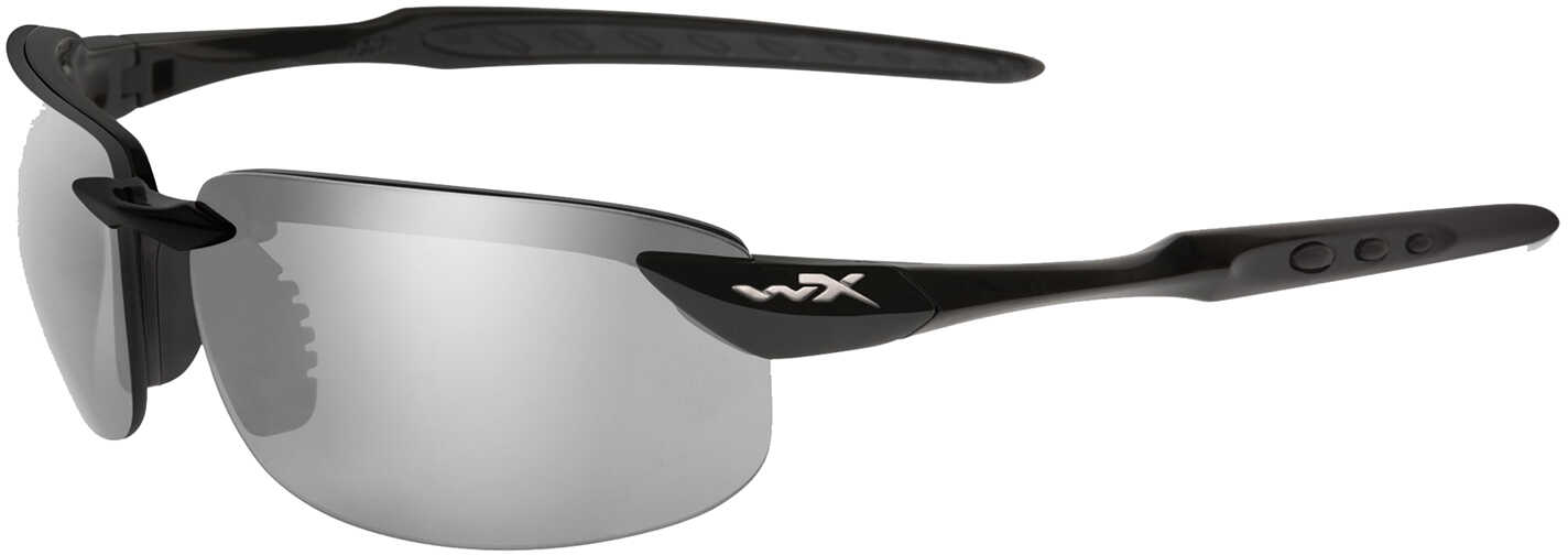 Wiley X Tobi Polarized Sunglasses - Silver Flash Lens - Gloss Black Frame