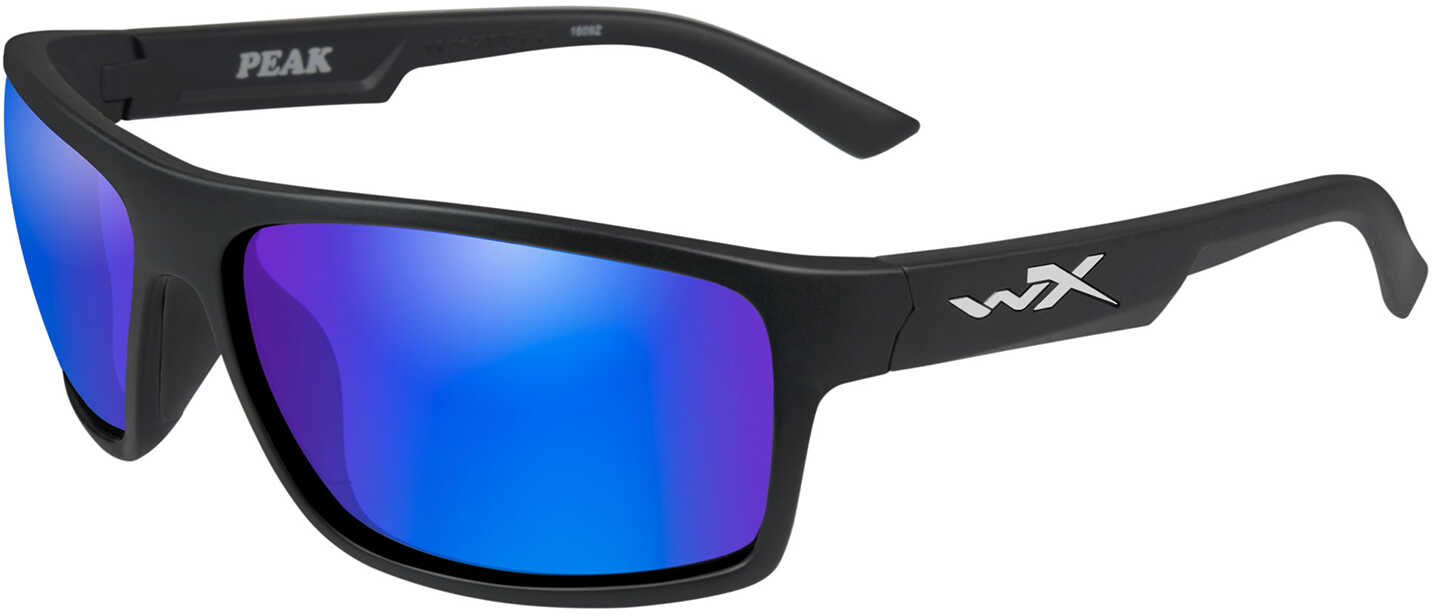 Wiley X Peak Polarized Sunglasses - Blue Mirror Lens - Matte Black Frame
