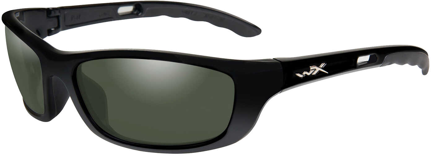 Wiley X P-17 Polarized Sunglasses - Smoke Green Lens - Gloss Black Frame