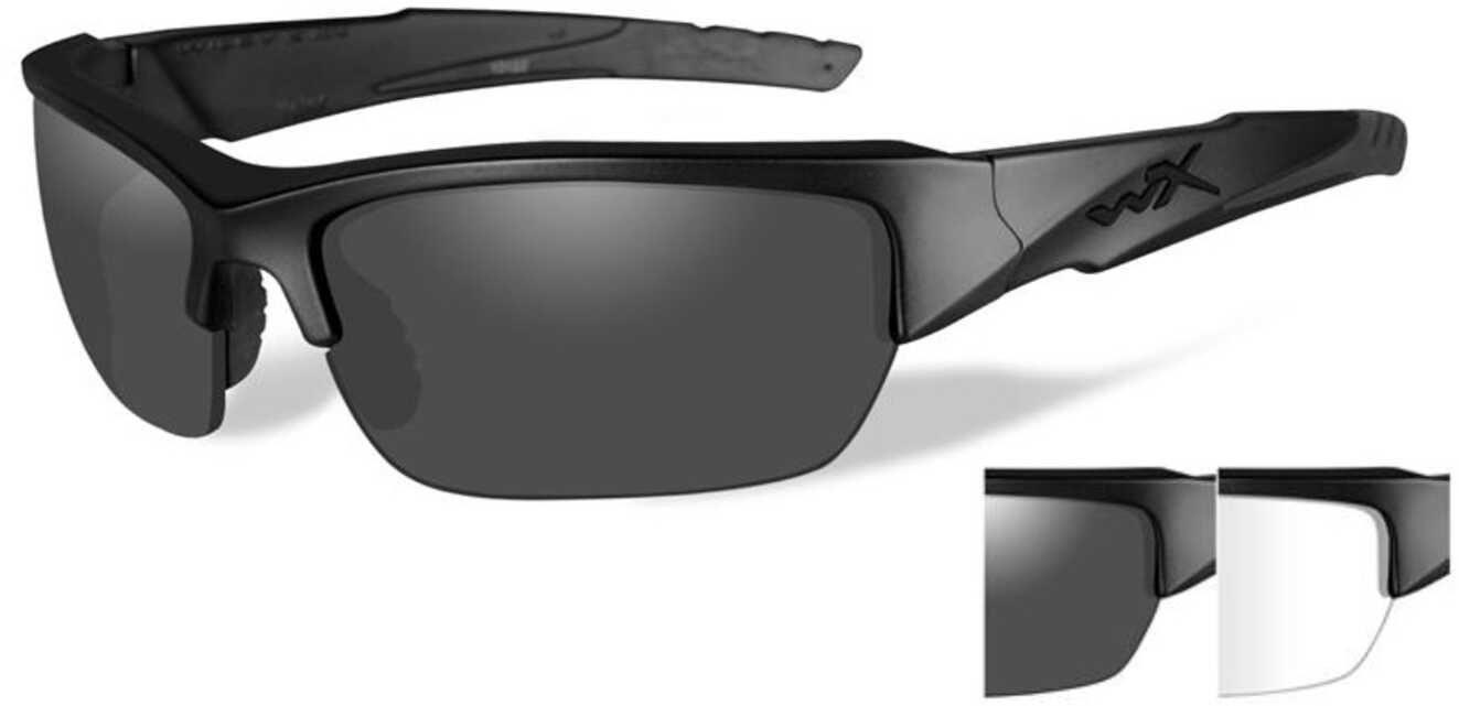 Wiley X Valor Sunglasses - Smoke Grey/Clear Lens - Matte Black Frame