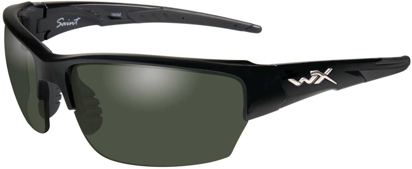Wiley X Saint Polarized Sunglasses - Smoke Green Lens - Gloss Black Frame