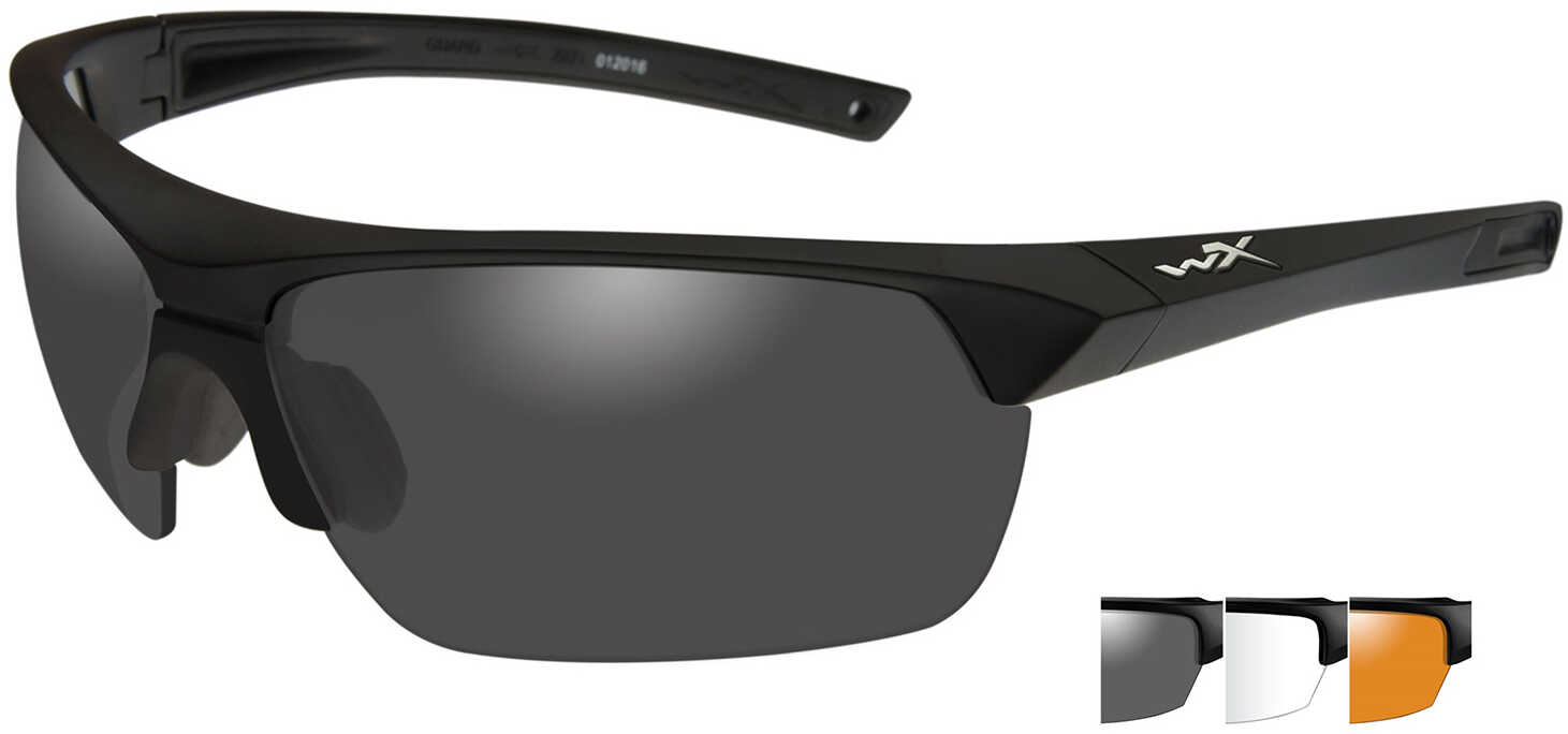 Wiley X Guard Advanced Sunglasses - Smoke Grey/Clear/Rust Lens - Matte Black Frame