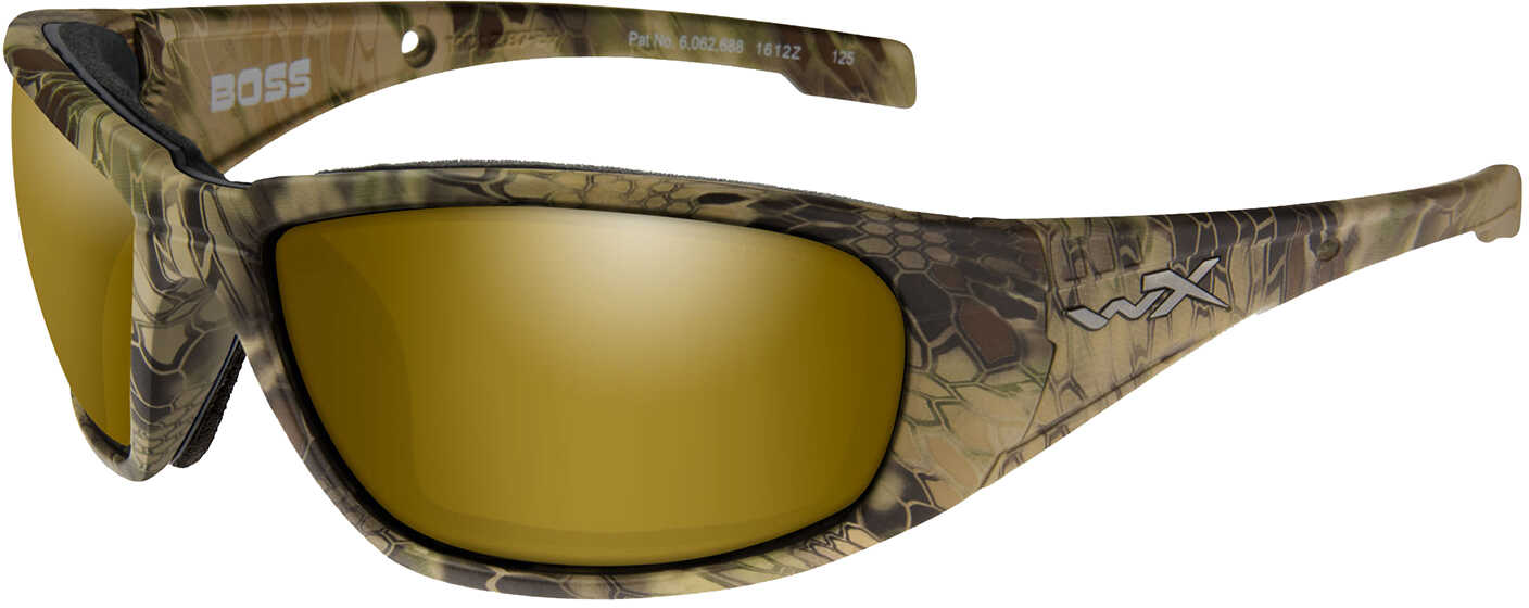 Wiley X Boss Sunglasses - Polarized Venice Gold Mirror Lens - Kryptek Highlander Frame
