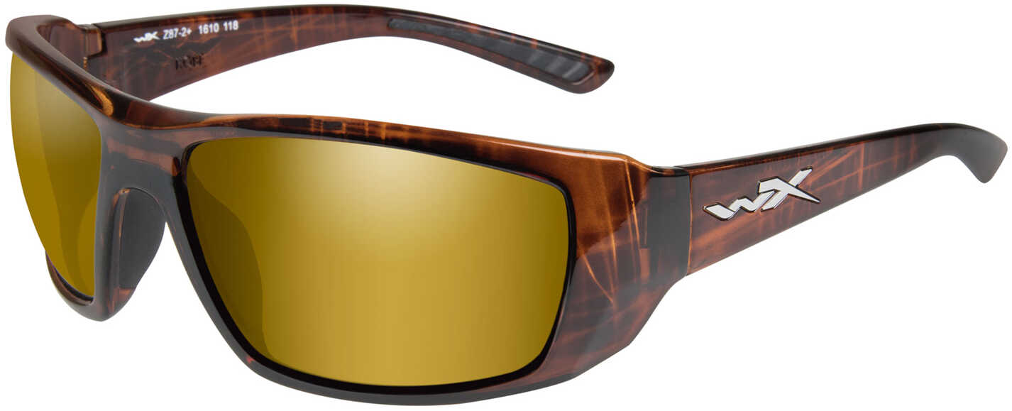 Wiley X Kobe Sunglasses - Polarized Venice Gold Mirror Lens - Gloss Hickory Brown Frame