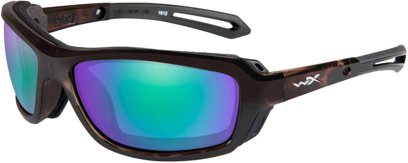 Wiley X Wave Sunglasses - Polarized Emerald Mirror Amber Lens - Gloss Demi Frame