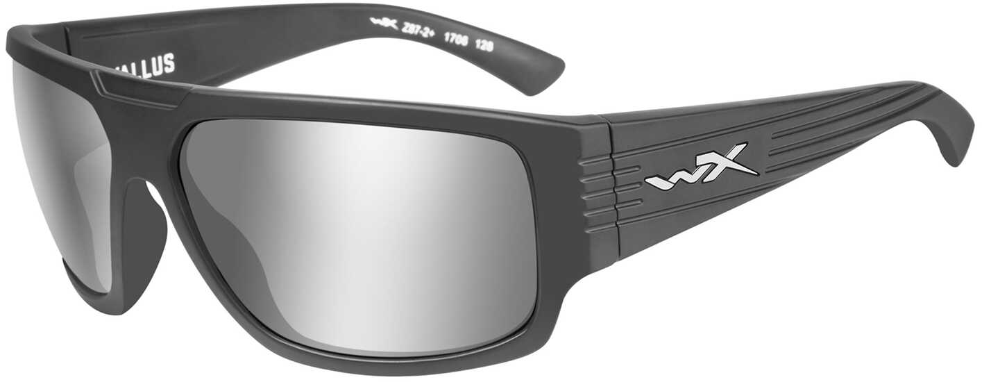 Wiley X Vallus Sunglasses - Grey Silver Flash Lens - Matte Graphite Frame