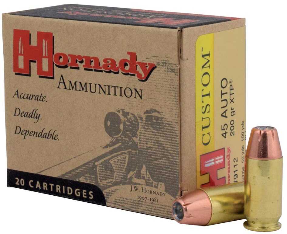 Hornady Custom Handgun Ammunition 45 ACP 200 Gr HP/XTP 900 Fps 20/ct
