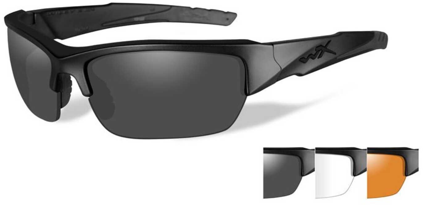 Wiley X Valor Sunglasses - Smoke Grey/Clear/Rust Lens - Matte Black Frame