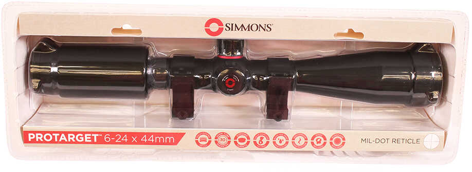 Simmons Sim62444 ProTarget Matte Black 6-24X 44mm 30mm Tube Mil-Dot Reticle