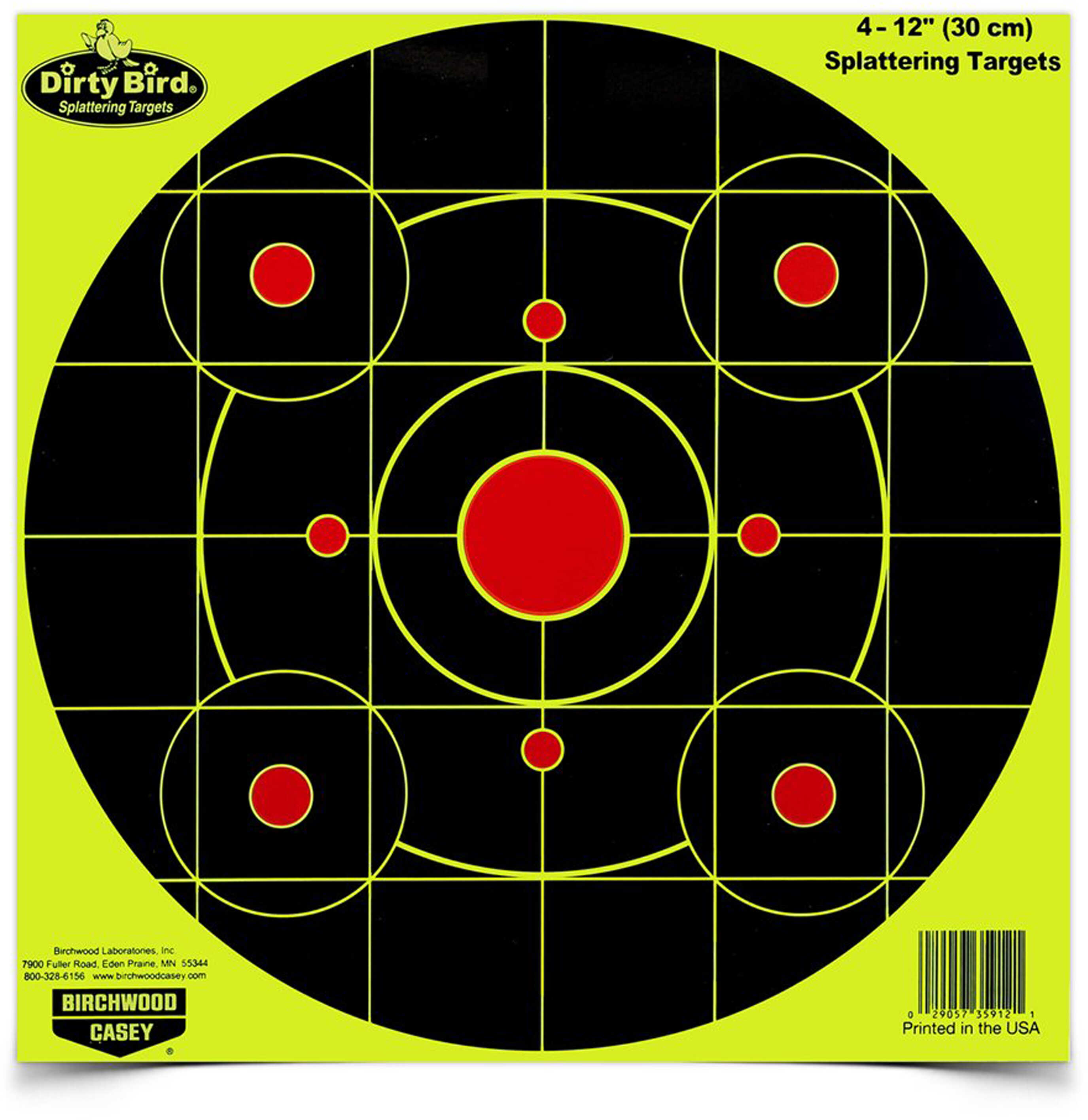 Birchwood Casey Dirty Bird Bulls-Eye Sight-In Targets - 12" Round 4/Pack