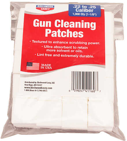 Birchwood Casey Gun Cleaning Patches 1 1/8" Square .22-25 Caliber (Per 1000) Md: 41160