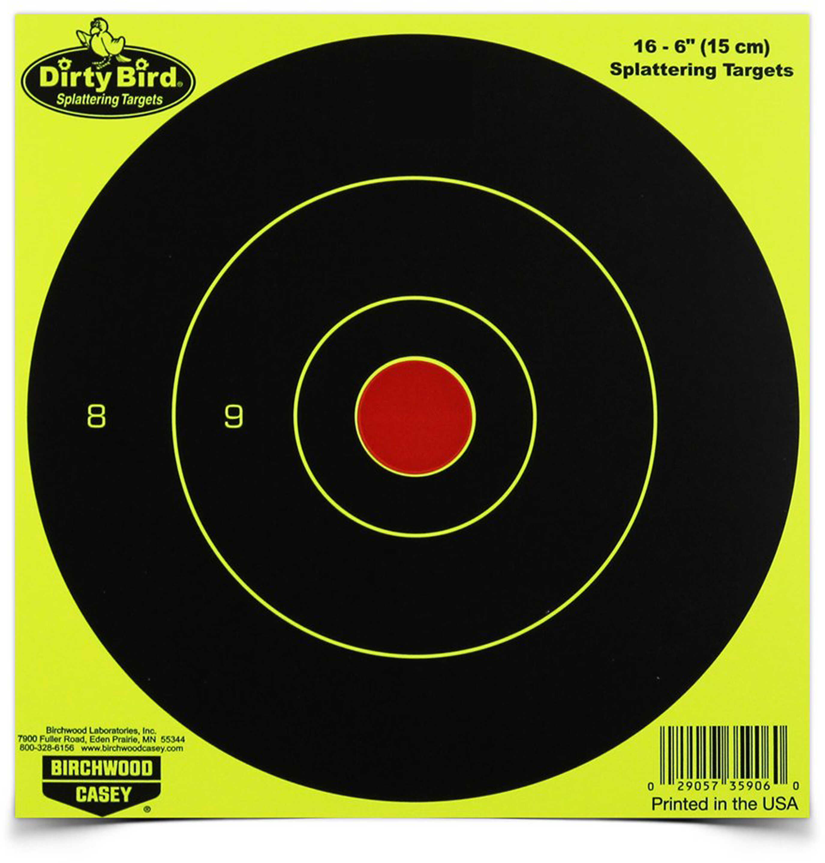 Birchwood Casey 35906 Dirty Bird Hanging Paper Bullseye Black/Yellow/Red 16 Pack