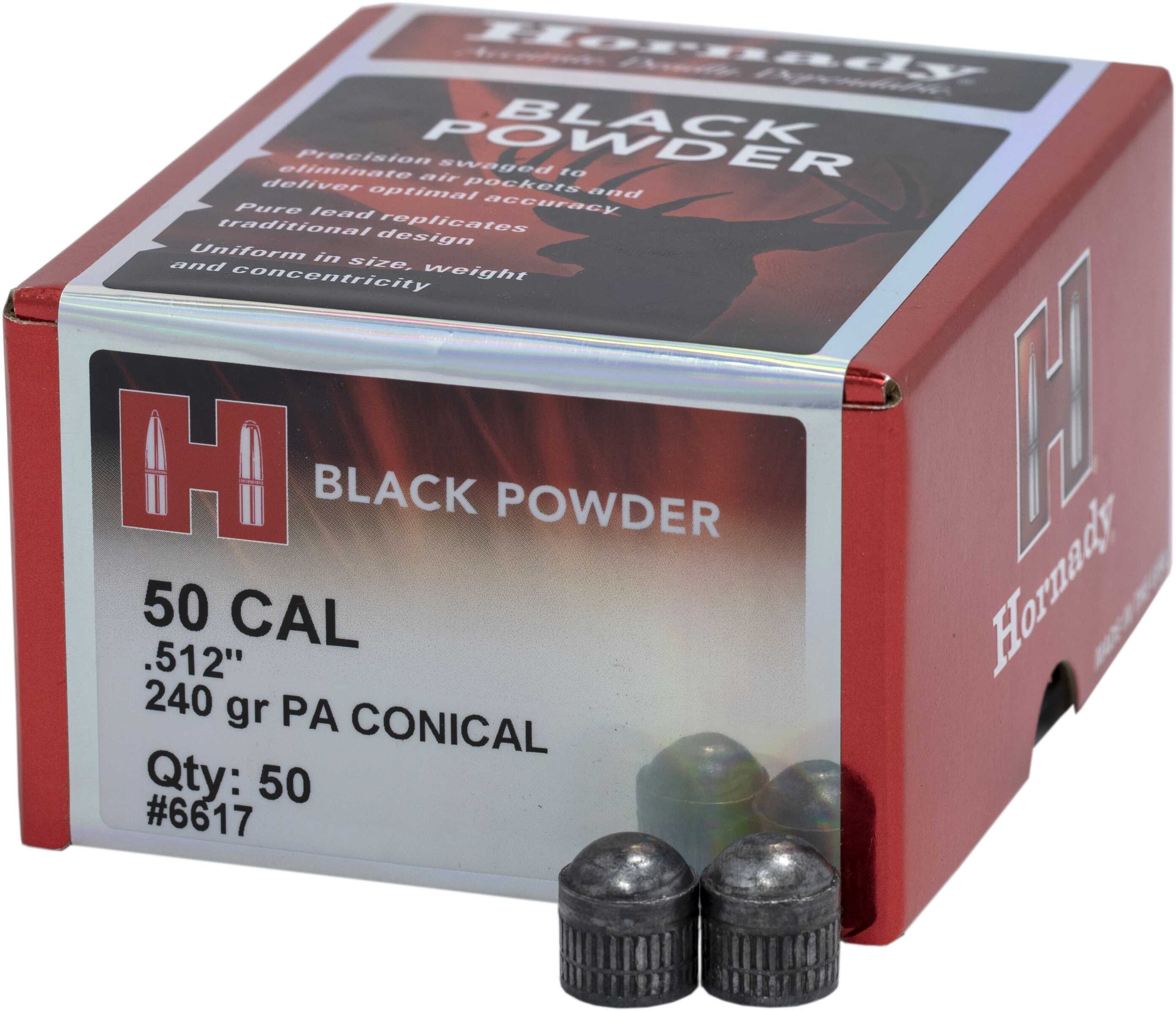 Hornady Black Powder 50 Caliber, 240 Grain Pa ConiCaliber Per 50 Md: 6617