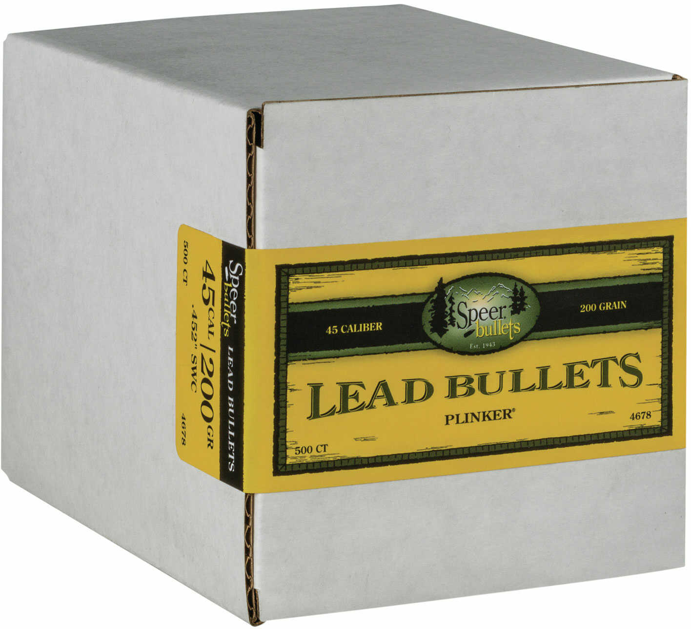 Speer Bullets 4678 Handgun 45 Caliber .452 200 GR Lead Semi Wadcutter (LSWC) 500 Box