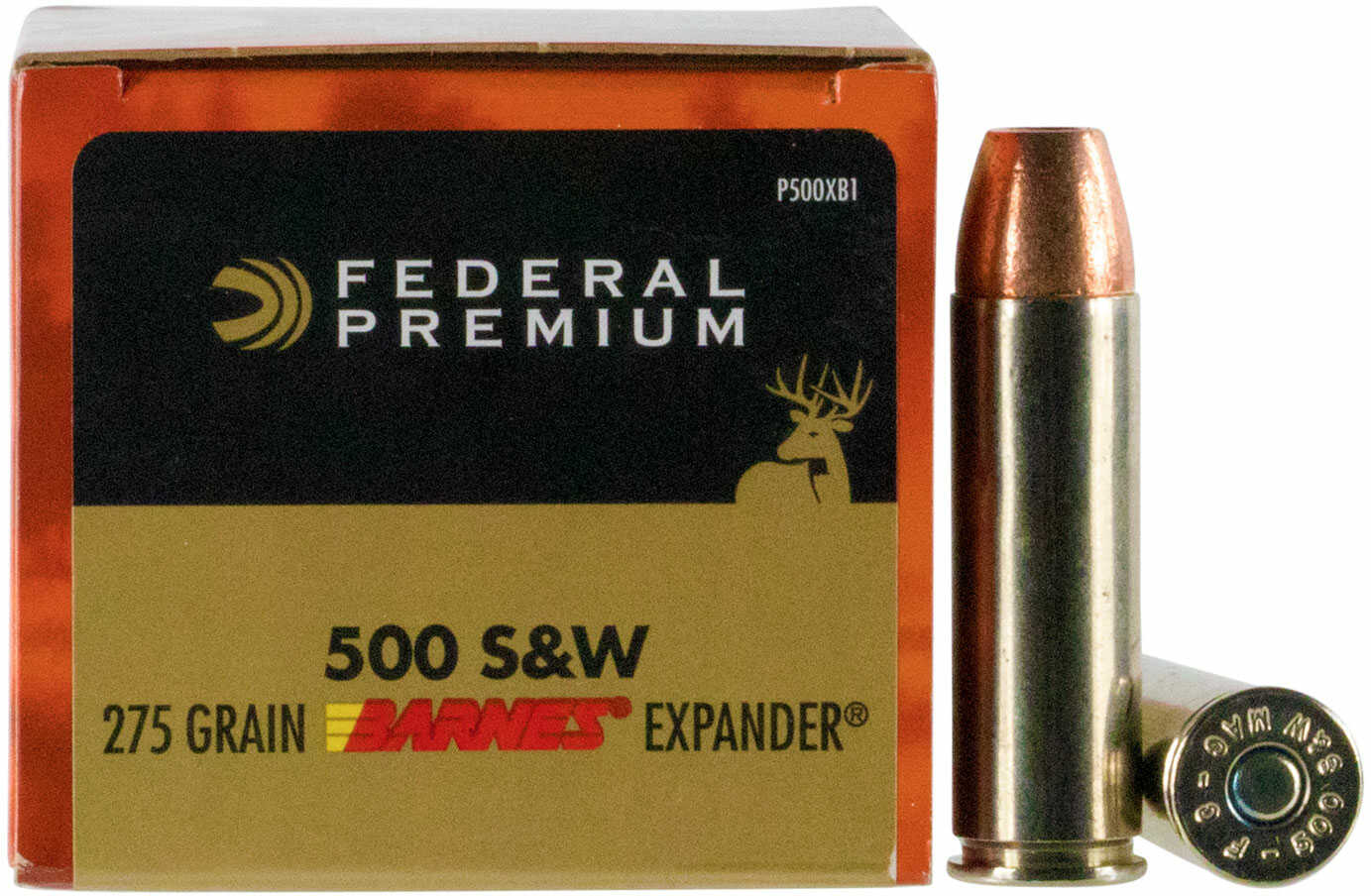 Federal Premium Pistol Ammo 500 S&W Mag. 275 gr. Barnes Expander 20 rd. Model: P500XB1