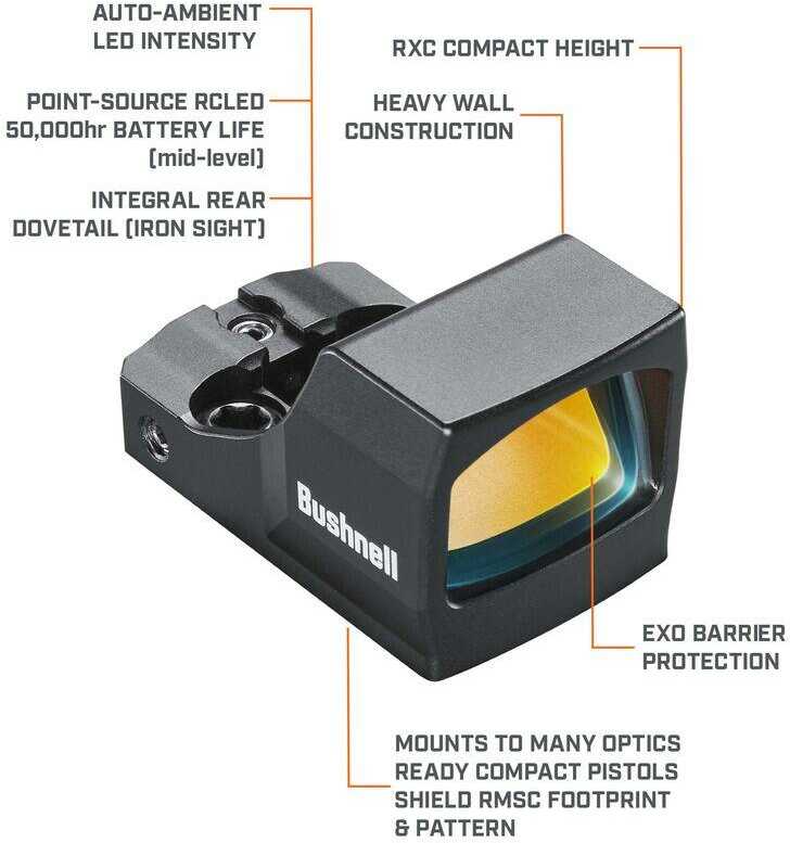 Bushnell RXC200 RXC 200 Reflex Black 1X 21mm 6 MOA Red Dot Reticle Fits Glock 43/Sig P365/Springfield Hellcat
