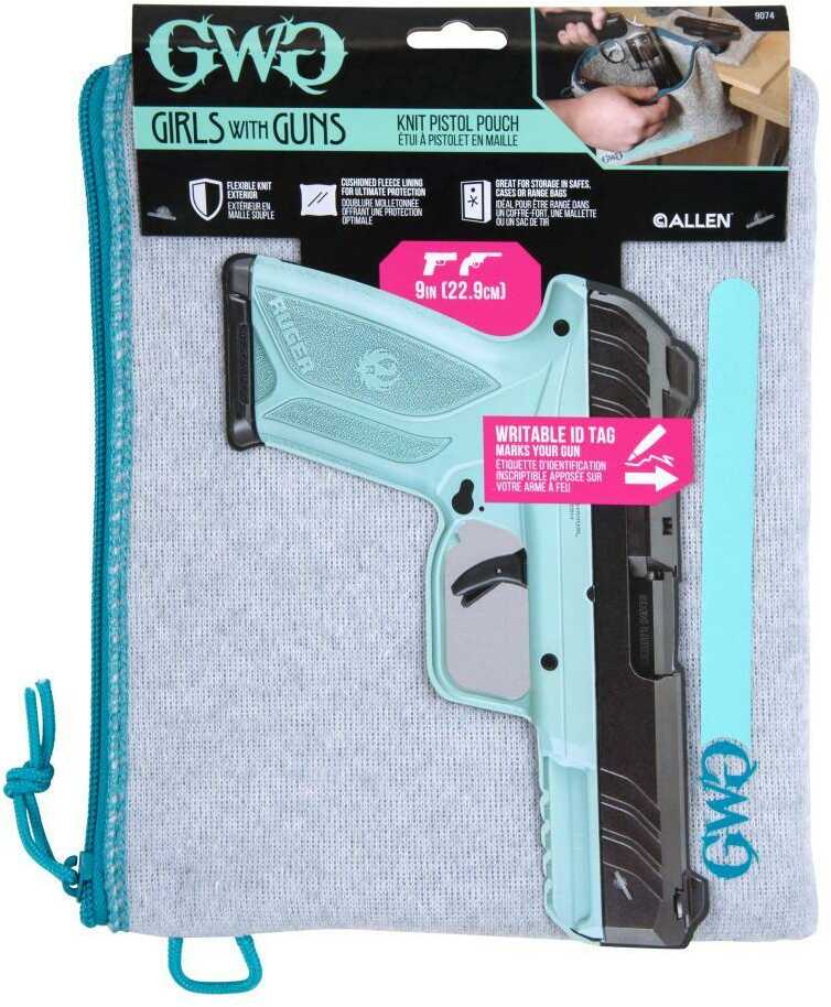 Allen Girls With Guns 9074 Storage Pouch Made Of Polyester Gray Finish & Blue Accents Lockable Zipper Fleece Lini