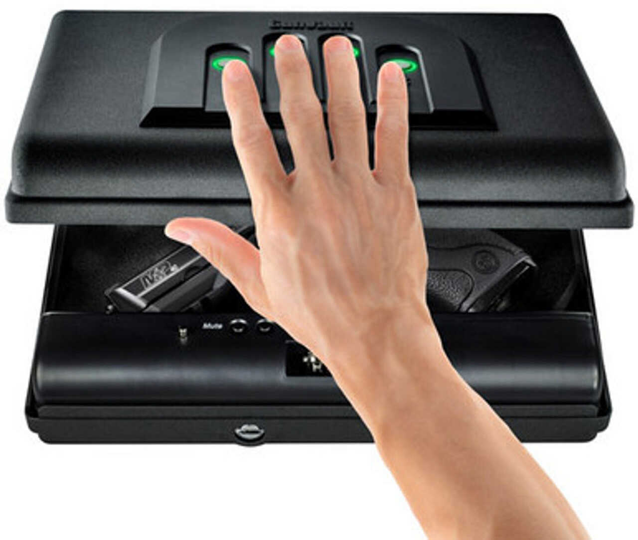 Gunvault MV55019 MicroVault 550 Gun Safe Mechanical Illuminated Keypad/Key 20 Gauge Steel Black 2.5" x 11"x 8.5" (Exteri