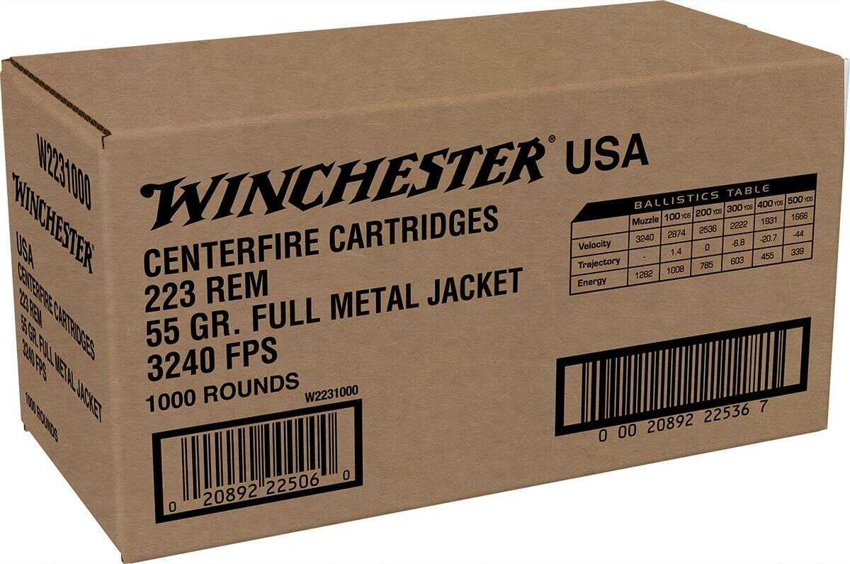 223 Rem 55 Grain Full Metal Jacket 1000 Rounds Winchester Ammunition 223 Remington