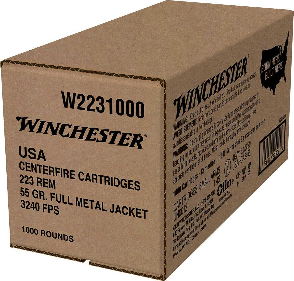 223 Rem 55 Grain Full Metal Jacket 1000 Rounds Winchester Ammunition 223 Remington