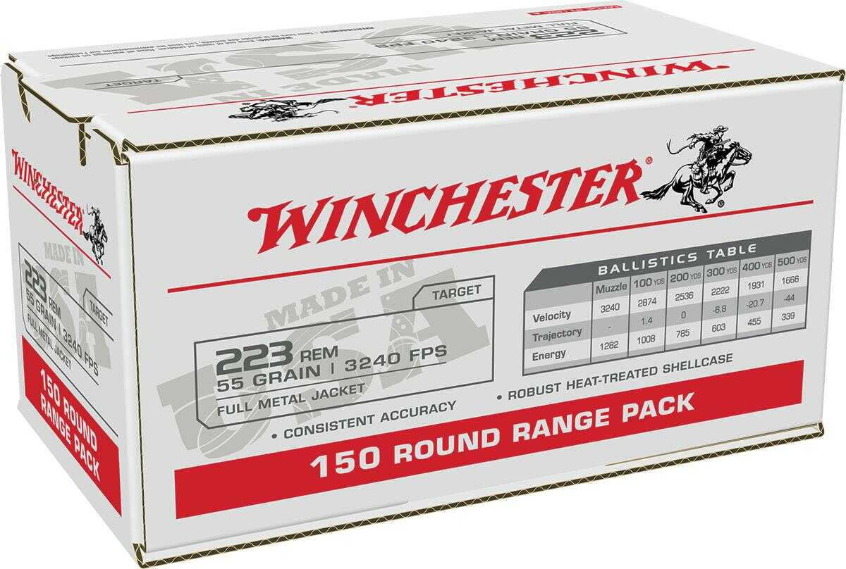 223 Rem 55 Grain FMJ 150 Rounds Winchester Ammunition 223 Remington