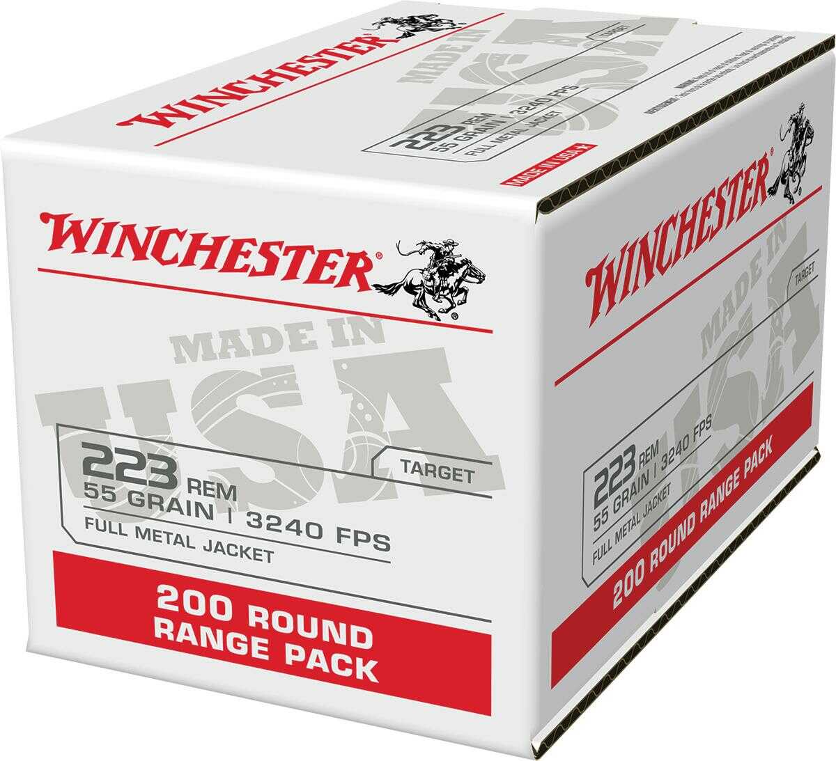 Winchester Ammo W223200 USA 223 Rem 55 Gr Full Metal Jacket (FMJ) 200 Round Box (Value Pack)