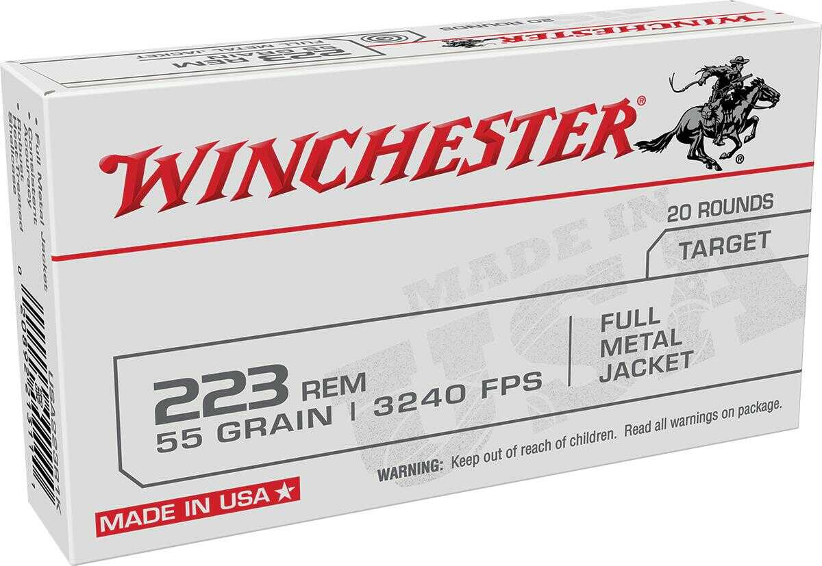 Winchester USA Lake City Rifle Ammunition .223 Rem 55Gr FMJ 3240 Fps 20/ct