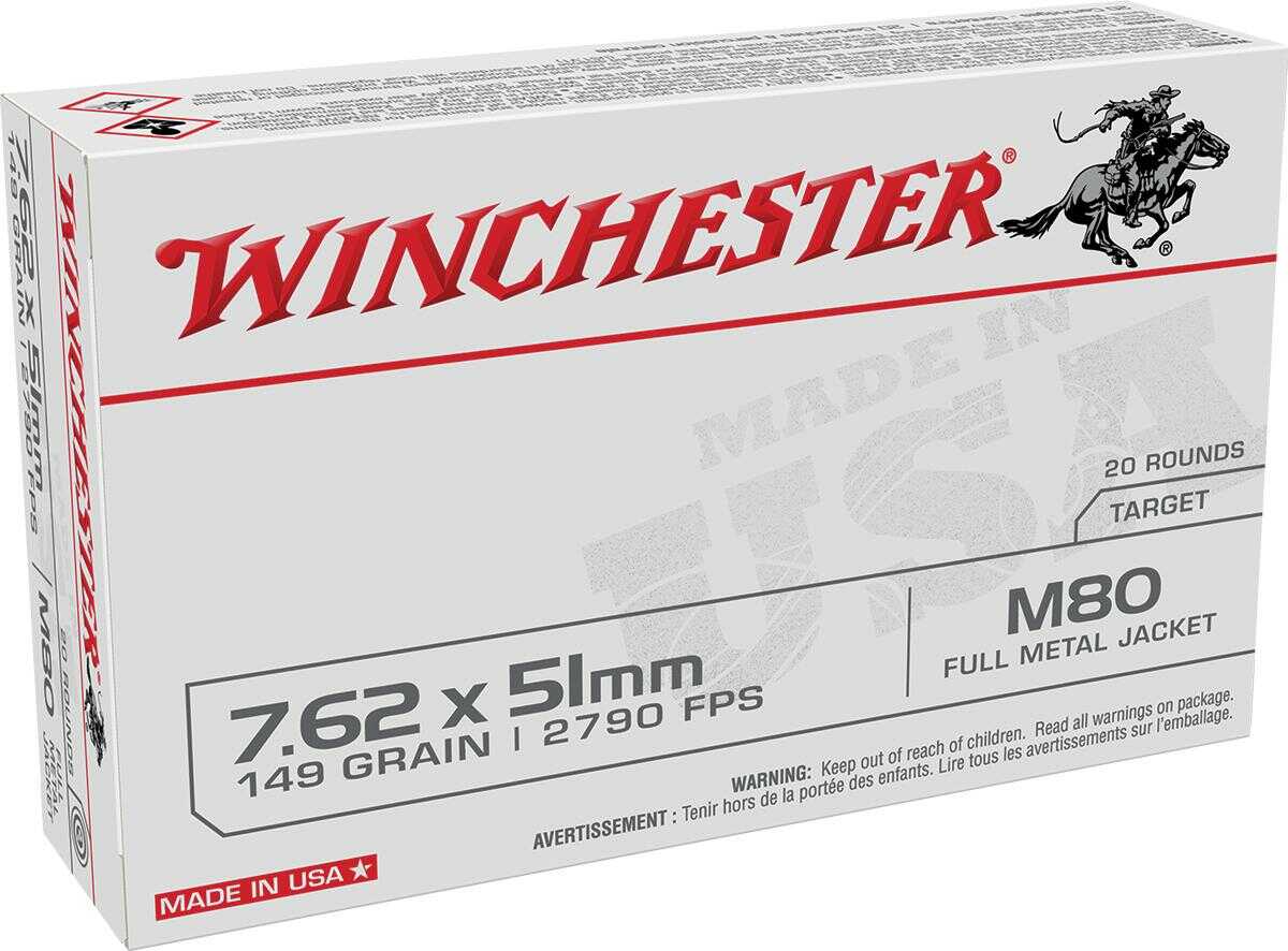 7.62 NATO 149 Grain Full Metal Jacket 20 Rounds Winchester Ammunition
