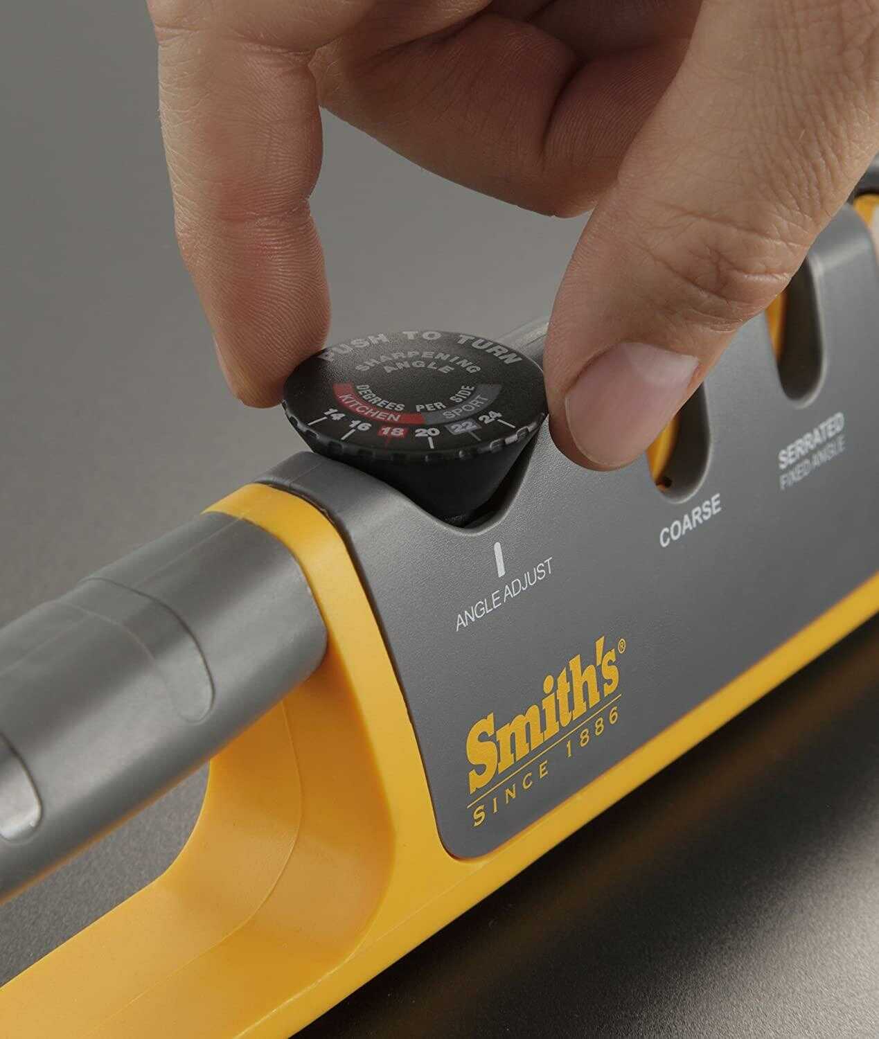 Smiths Adjustable Manual Knife Sharpener Gray-Yellow