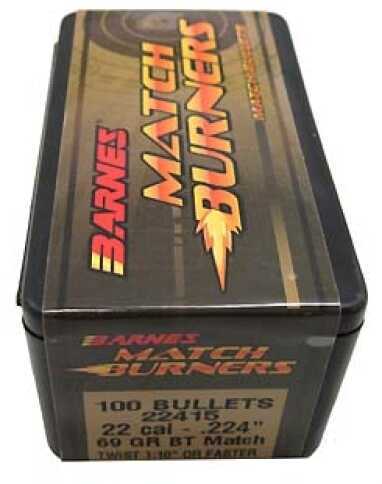 Barnes Bullets 30162 Match Burners 22 Caliber .224 69 GR Boat Tail 100 Box