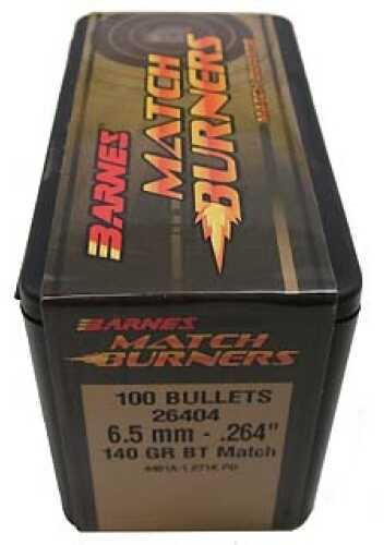 Barnes Bullets 30230 Match Burners 6.5mm .264 140 GR Boat Tail 100 Box