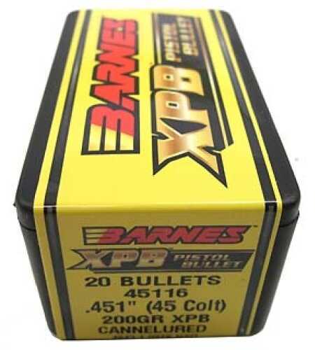 Barnes Solid Copper Heat Treated X-Pistol Bullets 45 Caliber 200 Grain 20/Box Md: 45115