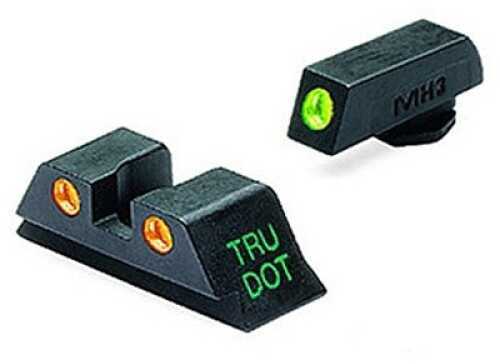 Meprolight 10224O Tru-Dot Night Sight Set Fits Glock 17/19/22/23/31-35/37/38 Tritium Green Front/Orange Rear Black