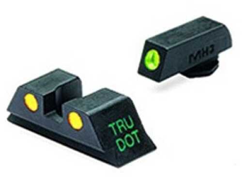 Meprolight ML10224Y Tru-Dot Night Sight Set for Glock 17, 19-23 Fixed Green Yellow Black