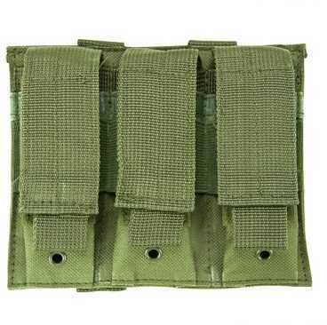 NCSTAR Triple Pistol Magazine Pouch Nylon Green MOLLE Straps for Attachment Fits Three Standard Capacity Double Stack Ma