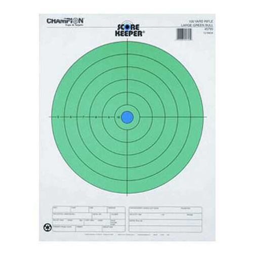 Champion Targets 45795 Score Keeper Bullseye 100 yds Rifle Large Fluorescent Green & Orange 12 Pk