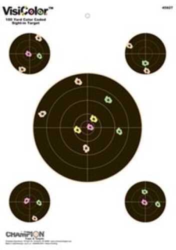 Champion Targets 45827 VisiColor Hanging Paper 13" x 18" 5-Bullseye Black 10 Pack